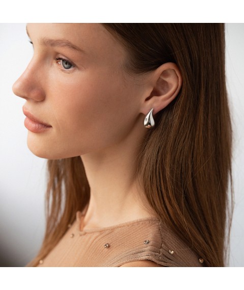Серьги "Megan" в белом золоте (Small) с09119 Онікс