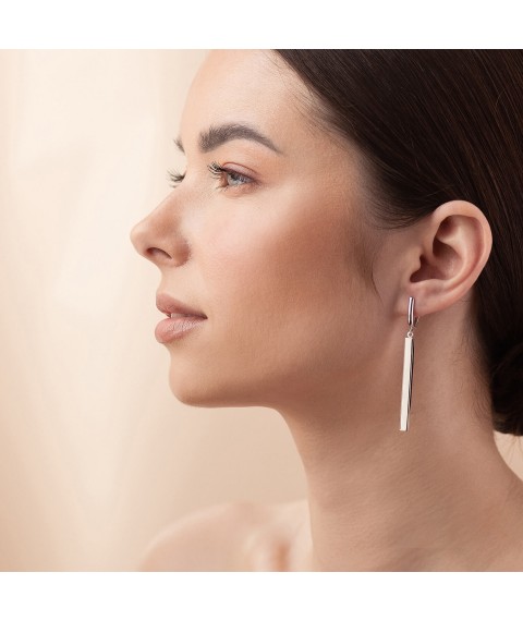 Silver earrings "Laconic" 122599 Onyx