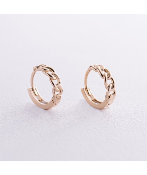 Earrings - rings "Chains" in yellow gold s08209 Onyx