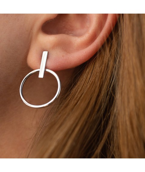 Gold earrings - studs "Confidence" s07275 Onix