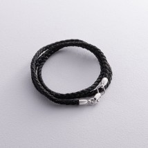 Шелковый шнурок с серебряной застежкой 18716 Онікс  50