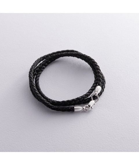 Silk cord with silver clasp 18716 Onix 50