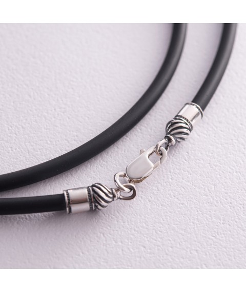 Rubber cord with silver clasp (3mm) 18431 Onix 60