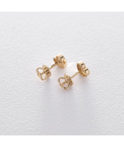 Gold earrings - studs "Hearts" s06192 Onyx