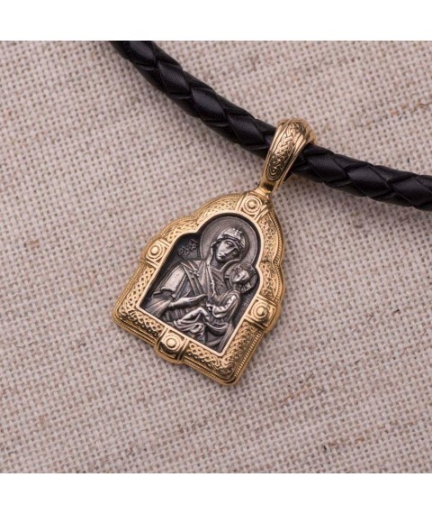 Pendant "Icon of the Mother of God of Tikhvin" with gold plated 131676 Onyx