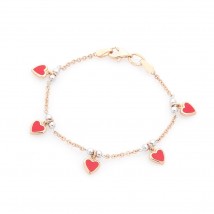 Gold children's bracelet "Hearts" with enamel b00518 Onix 14