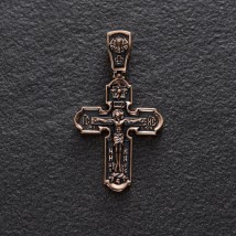 Православний хрест з чорнінням "Розп'яття Христове. Ікона Божої Матері" п03432 Онікс