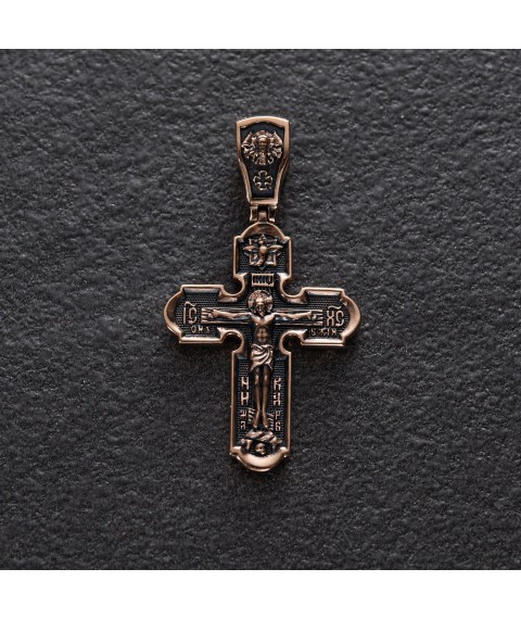 Православний хрест з чорнінням "Розп'яття Христове. Ікона Божої Матері" п03432 Онікс