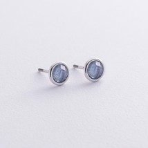Gold stud earrings with blue topaz s06296 Onyx