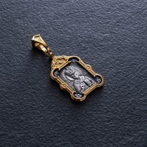 Серебряная ладанка "Святой Николай" (чернение, позолота) 132384 Онікс