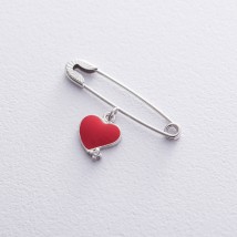 Silver pin "Heart" 21045 Onyx