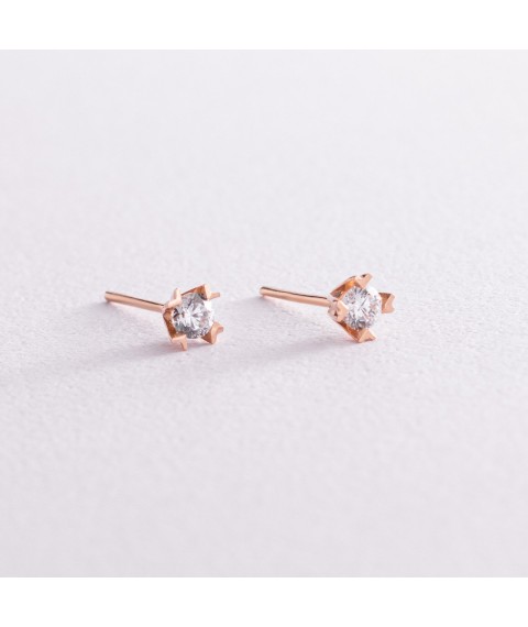 Gold earrings - studs with cubic zirconia s06149 Onyx