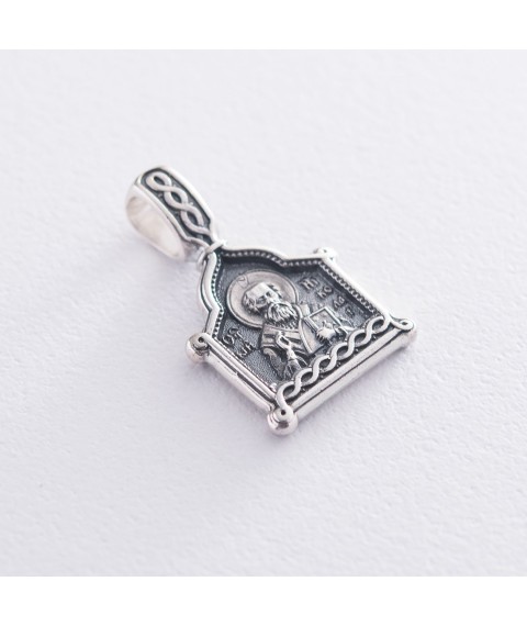 Silver amulet "St. Nicholas the Wonderworker" 132995 Onyx