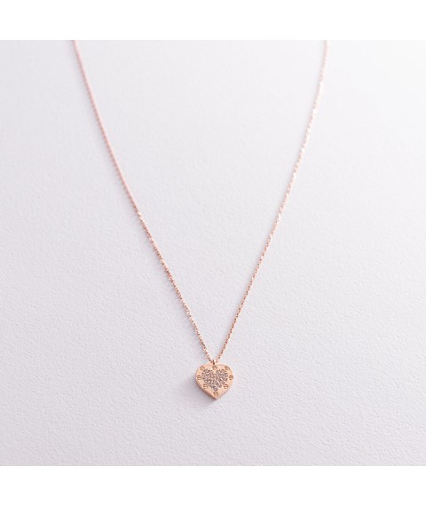 Gold necklace "Heart" with cubic zirconia col01713 Onix 42