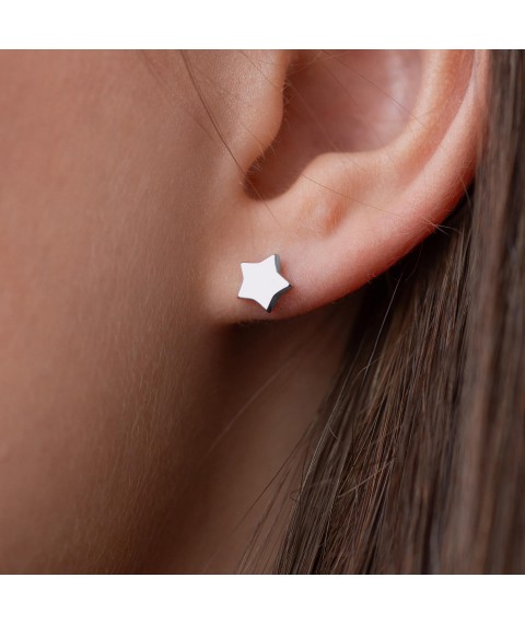 Gold stud earrings with stars s06184 Onyx