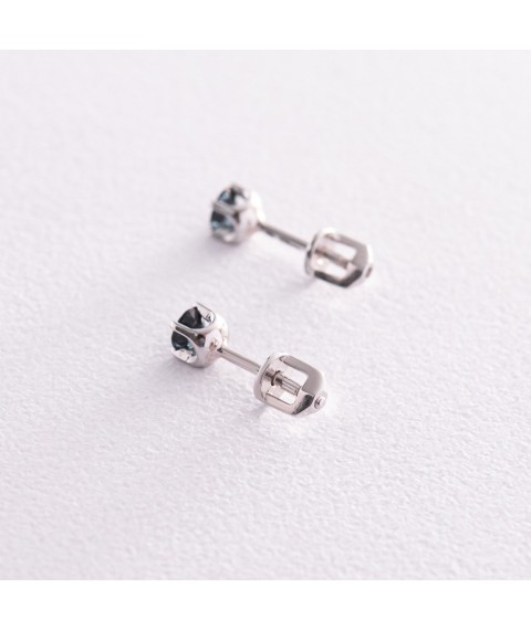 Gold earrings - studs with sapphires sb0389 Onyx