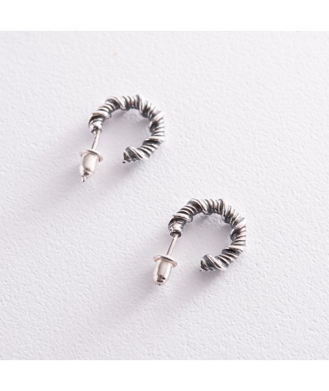 Silver earrings - studs "Melanie" 123218 Onyx