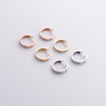 Серьги - кольца "Love" в белом золоте с09145 Онікс