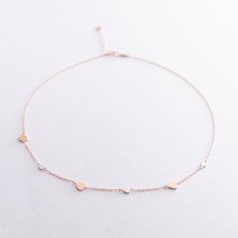 Золотое колье с сердечками кол01404 Онікс  60