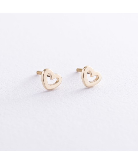 Stud earrings "Hearts" in yellow gold s06947 Onyx