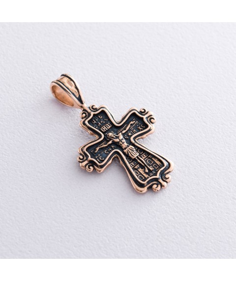 Goldenes orthodoxes Kreuz "Kreuzigung. Ikone" Onyx