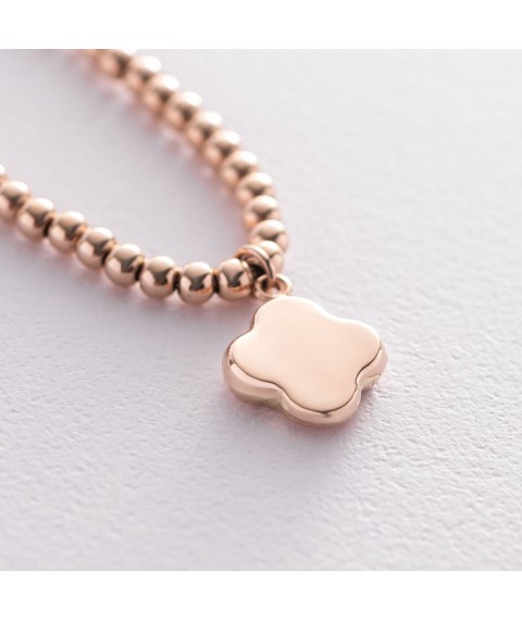 Gold necklace "Clover" count01369 Onyx 45