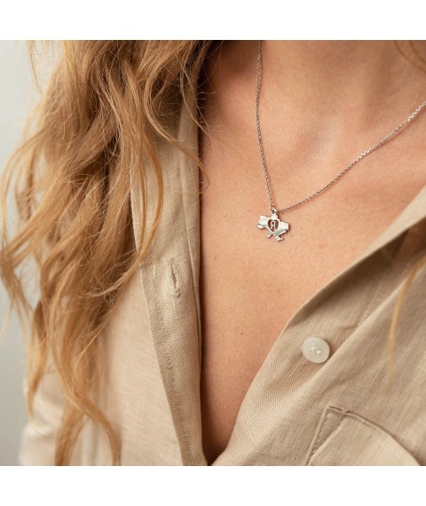 Necklace "I love Ukraine" in silver 4036 Onix 45