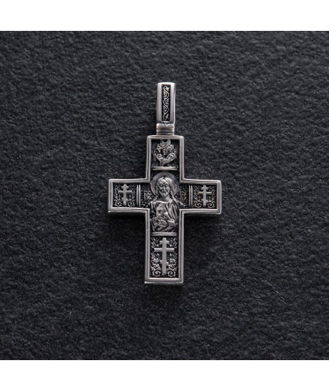 Православный серебряный крест "Господь Вседержитель. Св. мученик Трифон" 133005 Онікс