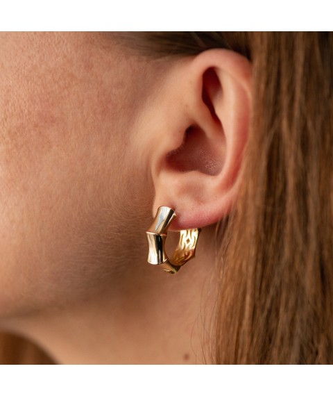 Earrings - rings "Selesta" in yellow gold s08948 Onyx