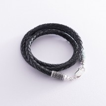 Leather cord with silver clasp 18724 Onix 55