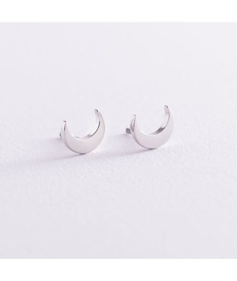 Earrings - studs "Moon" in white gold s06984 Onyx