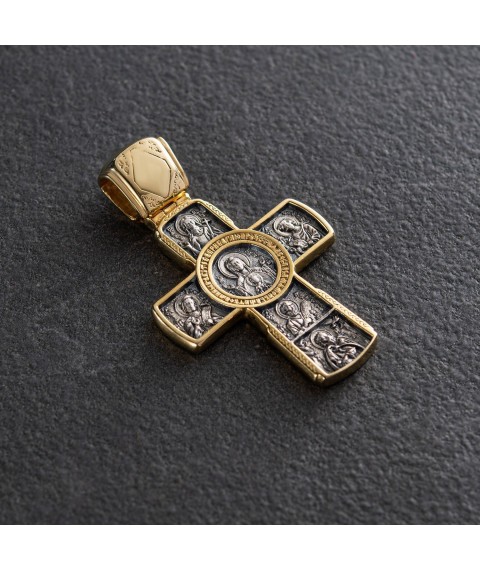 Orthodox Cross "Crucifixion of Christ. Icon of the Mother of God of the Sign with the Prophets" 132905 Onyx
