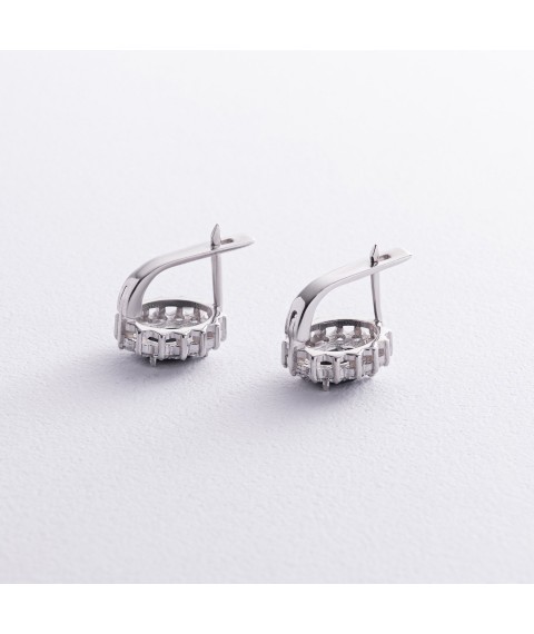 Срібні сережки з сапфірами та фіанітами GS-02-012-3110 Онікс