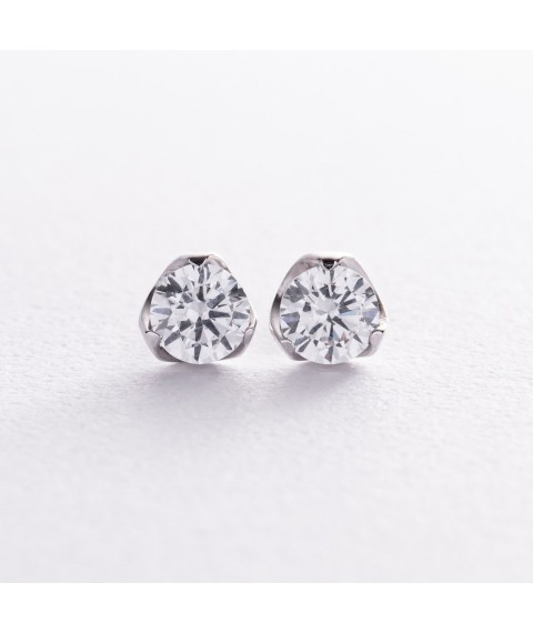 Earrings - studs with cubic zirconia (white gold) s06155 Onyx