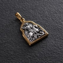 Silver amulet "St. George the Victorious" (blackening, gilding) 132769 Onyx