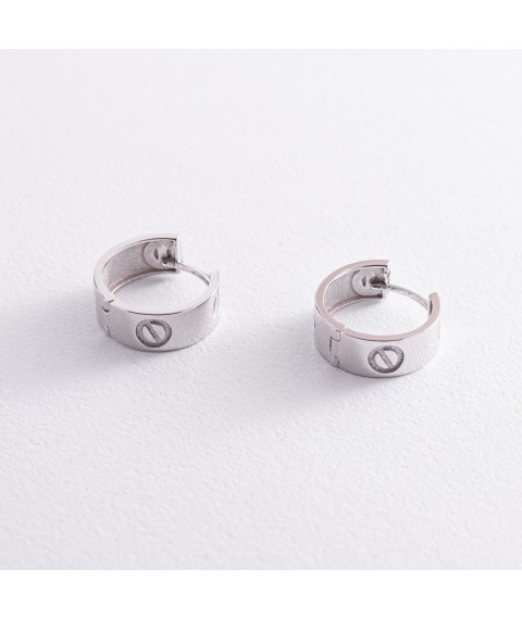 Earrings - rings "Love" in white gold s04671 Onyx