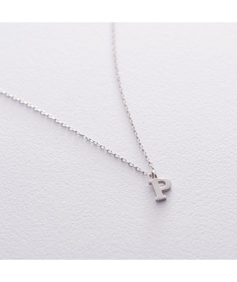 Silver necklace with the letter P 18972b Onix 45