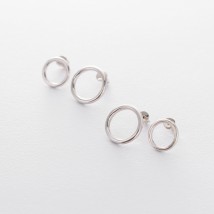 Срібні сережки-пусети "Маленький кругообіг" 1.1 см 122490 Онікс