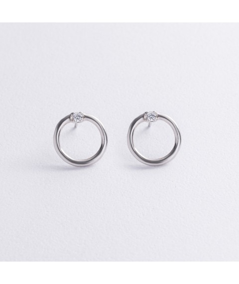 Silver earrings - studs "Luck" (cubic zirconia) 122749 Onyx