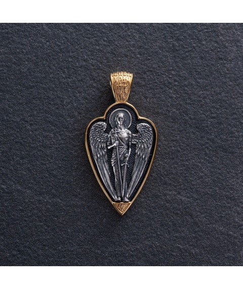 Silver pendant "Angel" with gold plated 131559 Onyx