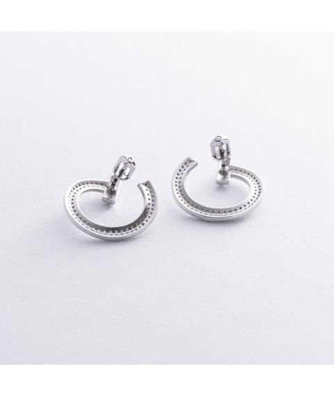 Earrings - studs "Evelyn" in white gold (cubic zirconia) s08669 Onyx