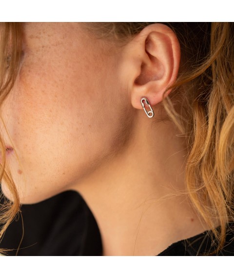 Earrings - studs "Pins" in silver 40027 Onyx