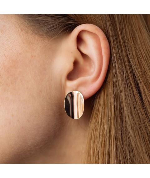 Gold earrings "Perfection" (oval) 470086 Onyx