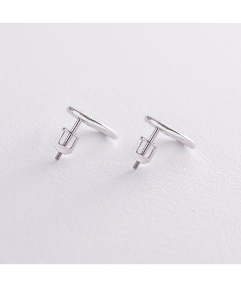 Earrings - studs "Luck" in white gold (cubic zirconia) s06915 Onyx