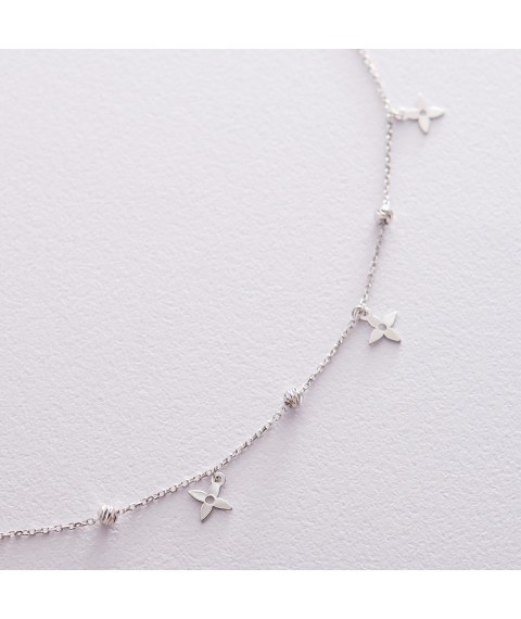 Necklace "Clover" in white gold, count01534 Onyx 45