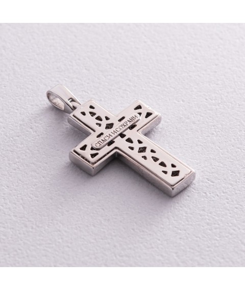 Golden cross with cubic zirconia "Save and preserve" p02271 Onyx
