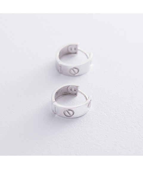 Earrings - rings "Love" in white gold s05479 Onyx