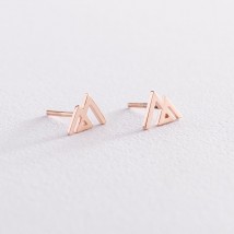 Earrings - studs "Mountains" in red gold s07443 Onyx