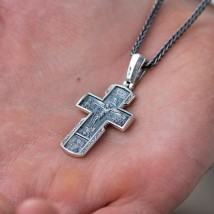 Срібний хрест з чорнінням 132346 Онікс