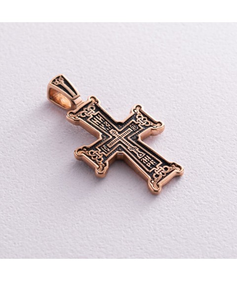 Золотой православный крест "Голгофа" п02655 Оникс